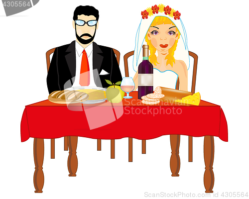 Image of Bridegroom and bride at the table