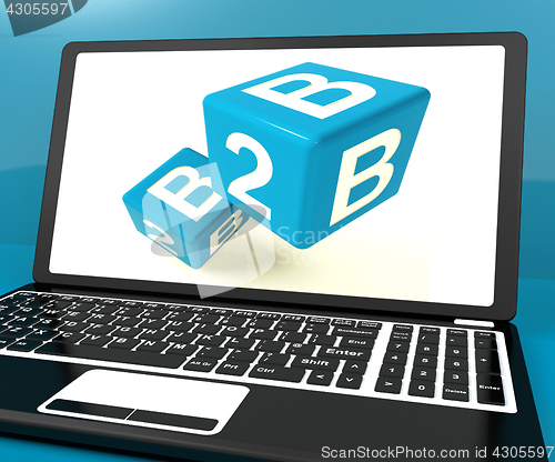 Image of B2b Dice On Laptop Computer Shows Business And Commerce