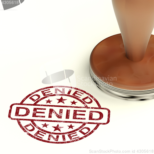 Image of Denied Stamp Showing Rejection Decline Or Refusal
