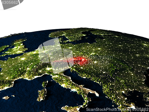 Image of Austria from space at night
