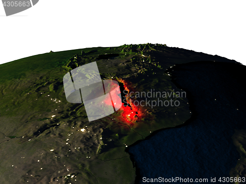 Image of Malawi from space at night