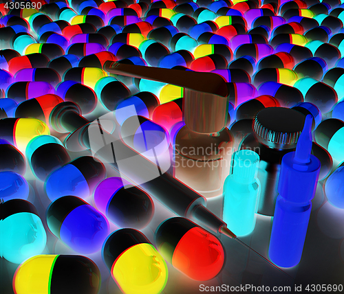 Image of Tablets background. 3D illustration. Anaglyph. View with red/cya