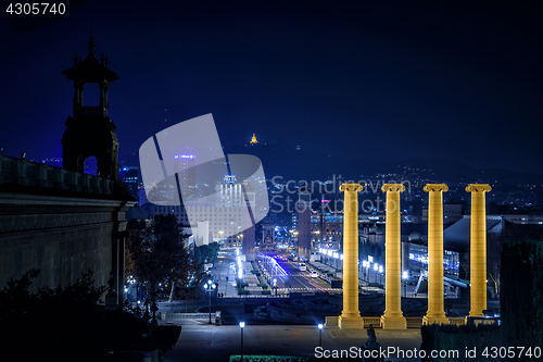 Image of Barcelona at night, Catalunya, Spain