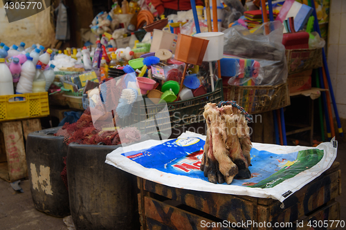 Image of Traditional Moroccan market (souk) in Fez, Morocco