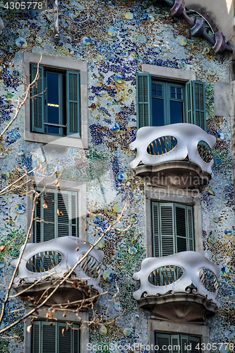 Image of The facade of the house Casa Battlo, Barcelona, Spain