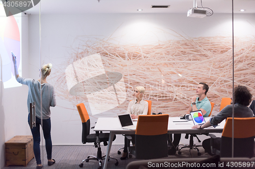 Image of Startup Business Team At A Meeting at modern night office buildi