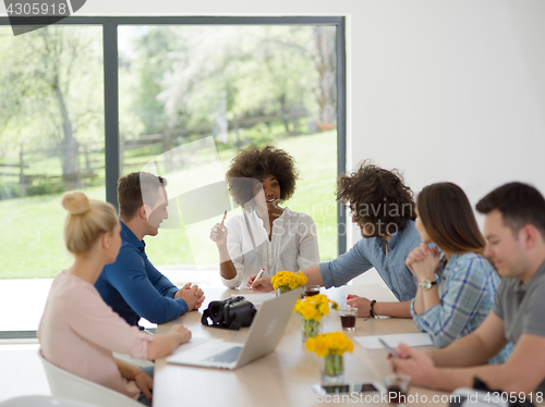Image of Multiethnic startup Business Team At A Meeting at modern office 