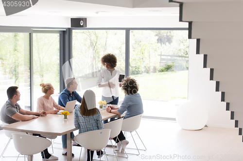 Image of Multiethnic startup business team on meeting