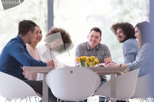 Image of Multiethnic startup business team on meeting