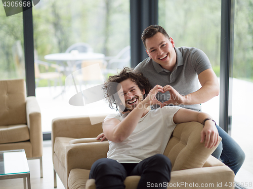 Image of Gay Couple Love Home Concept