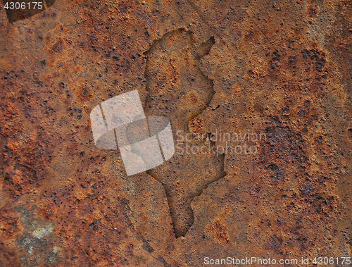 Image of Map of Tunisia on rusty metal