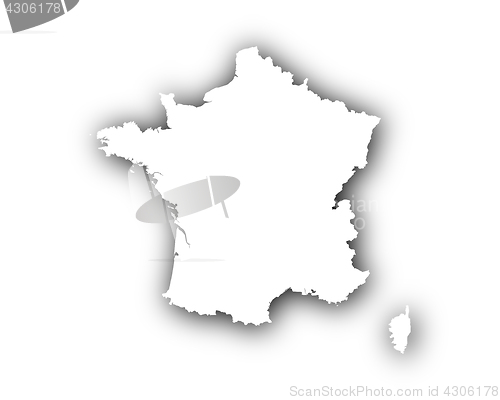Image of Map of France with shadow