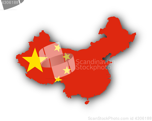 Image of Map and flag of China