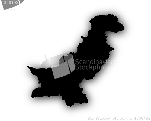 Image of Map of Pakistan with shadow