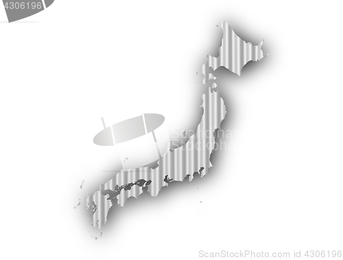 Image of Map of Japan on corrugated iron