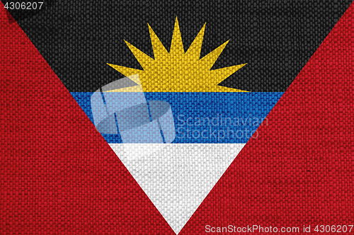 Image of Flag of Antigua and Barbuda on old linen