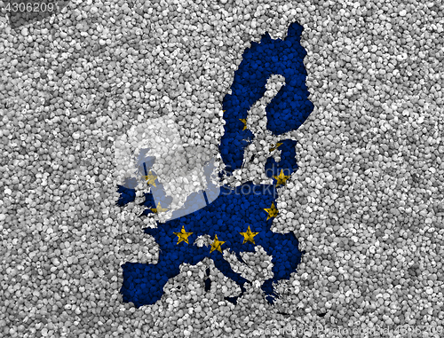 Image of Map and flag of the EU on poppy seeds