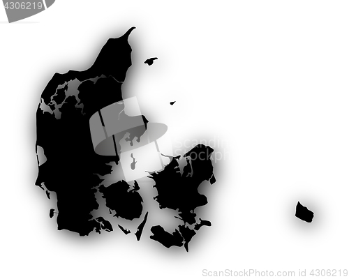 Image of Map of Denmark with shadow
