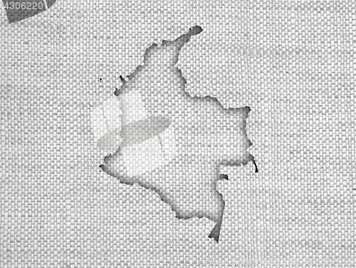 Image of Map of Colombia on old linen