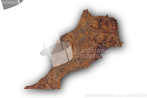 Image of Map of Morocco on rusty metal