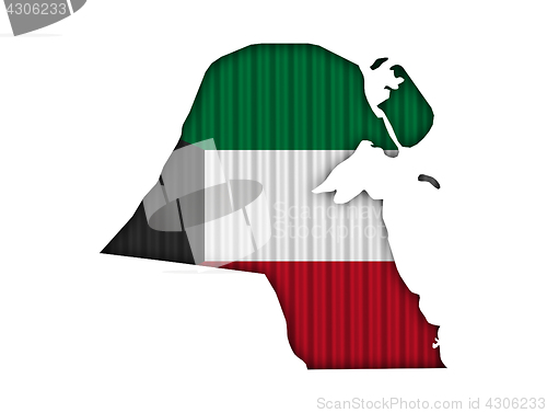 Image of Map and flag of Kuwait on corrugated iron
