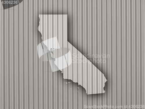 Image of Map of California on corrugated iron