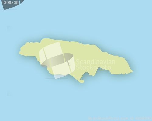 Image of Map of Jamaica with shadow