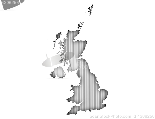 Image of Map of Great Britain on corrugated iron,