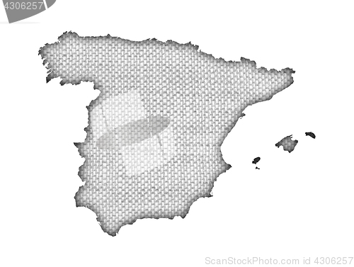 Image of Map of Spain on old linen