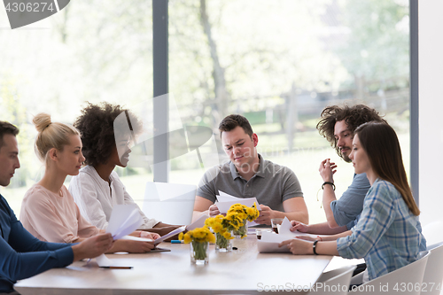 Image of Multiethnic startup business team on meeting