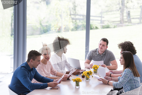 Image of Multiethnic startup business team on meeting