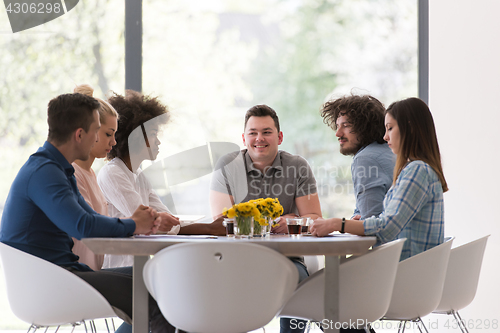 Image of Multiethnic startup business team on meeting
