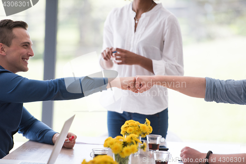 Image of Multiethnic startup business team on meeting