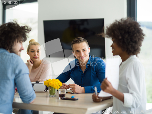 Image of Multiethnic startup Business Team At A Meeting at modern office 
