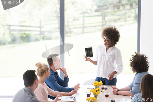 Image of Multiethnic startup business team on meeting