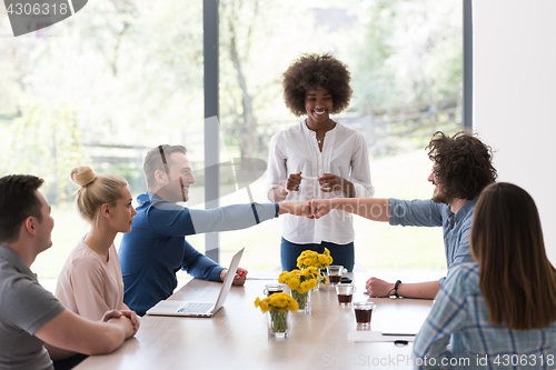 Image of Multiethnic startup business team on meeting