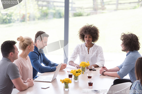 Image of Multiethnic startup business team on meeting