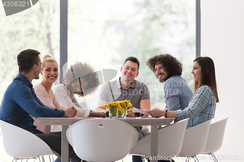 Image of Multiethnic startup business team on meeting