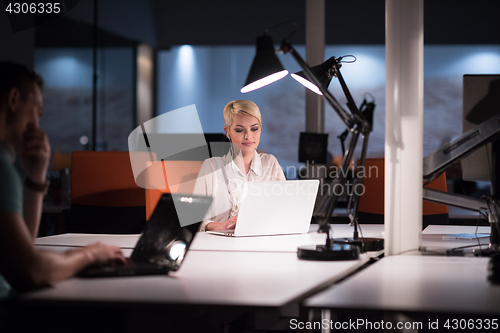 Image of designers in the night startup office