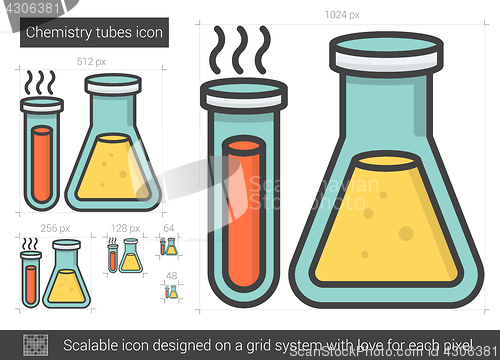 Image of Chemistry tubes line icon.