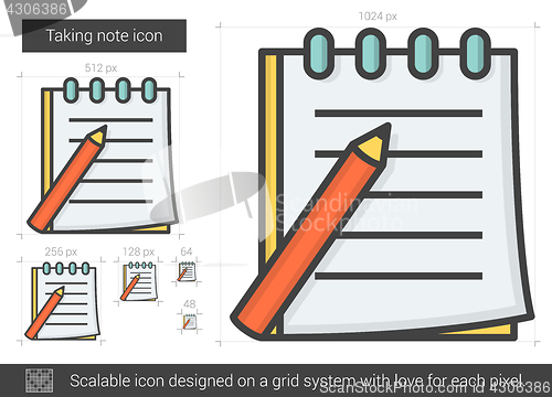 Image of Taking note line icon.