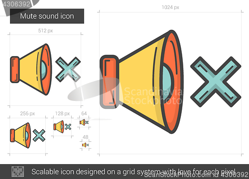 Image of Mute sound line icon.