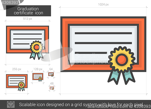 Image of Graduation certificate line icon.