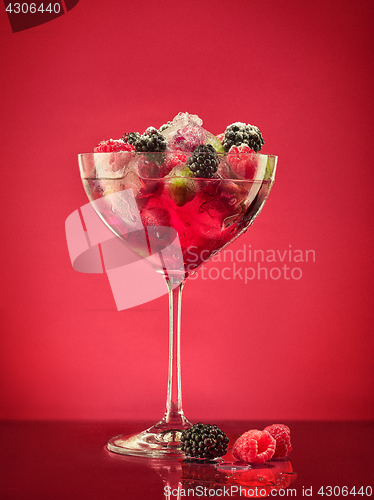 Image of Fresh raspberry coctail on the restaurant table