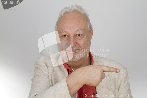 Image of Senior pointing with finger