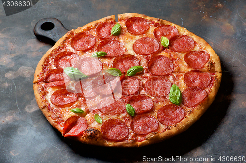 Image of Freshly Baked Pepperoni Pizza