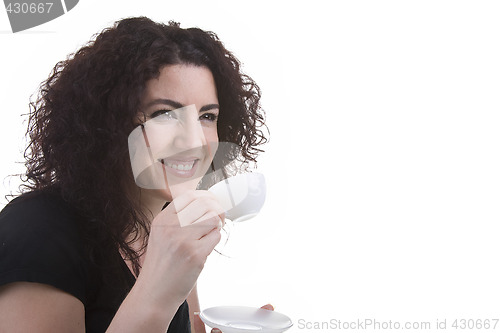 Image of Beautiful Woman Having an Espresso