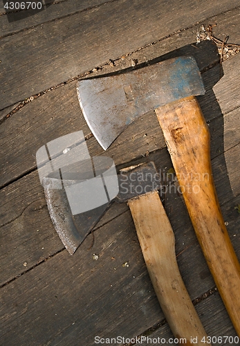 Image of Two Axes on the ground