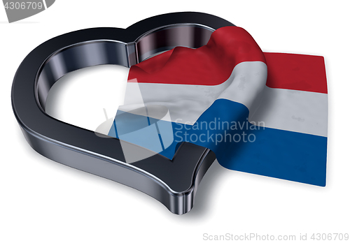 Image of dutch flag and heart symbol - 3d rendering