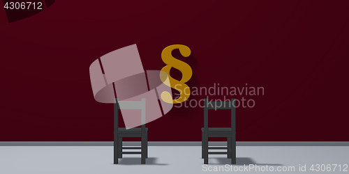 Image of paragraph symbol and two chairs - 3d rendering